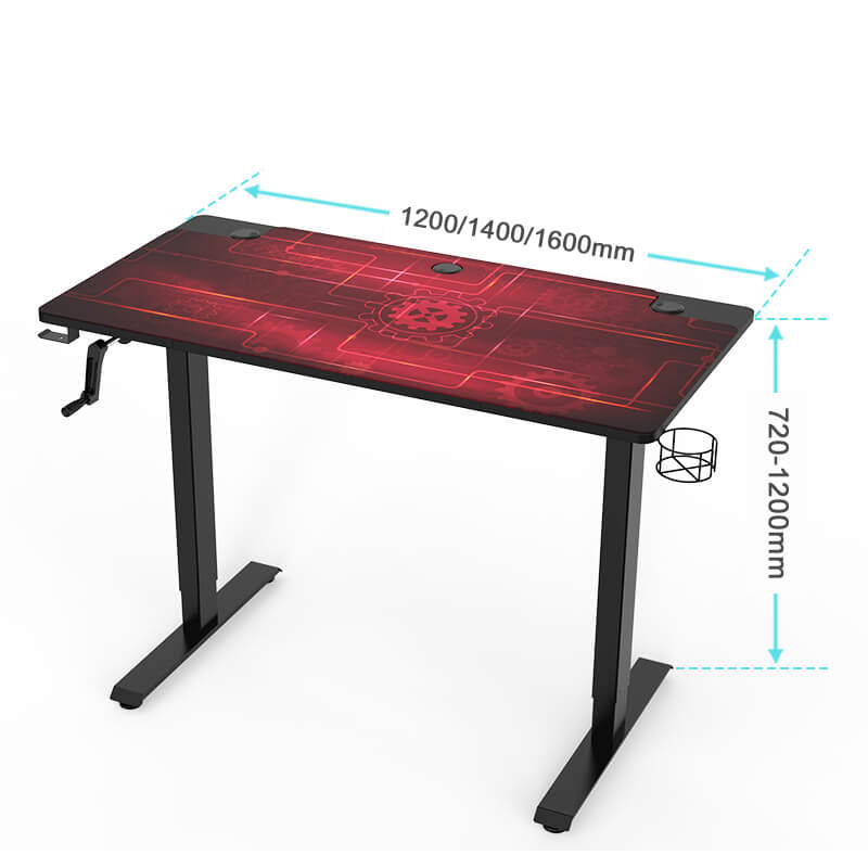 Manual height adjustable gaming desk