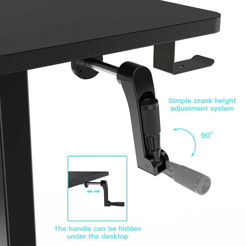 Manual height adjustable gaming desk