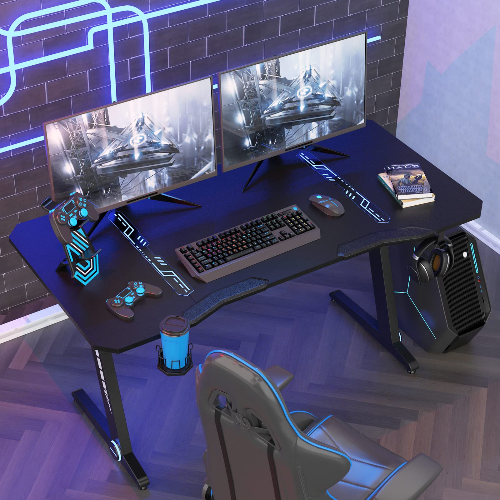 Big gaming desk with RGB desktop
